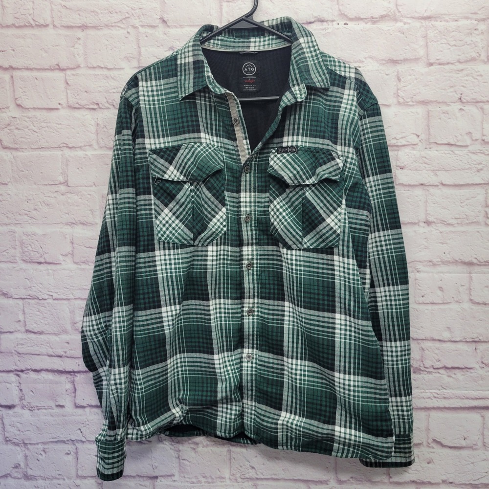 Wrangler ATG Thermal Lined Flannel‎ Shirt M Plaid Gorp Outdoor Utility Overshirt
